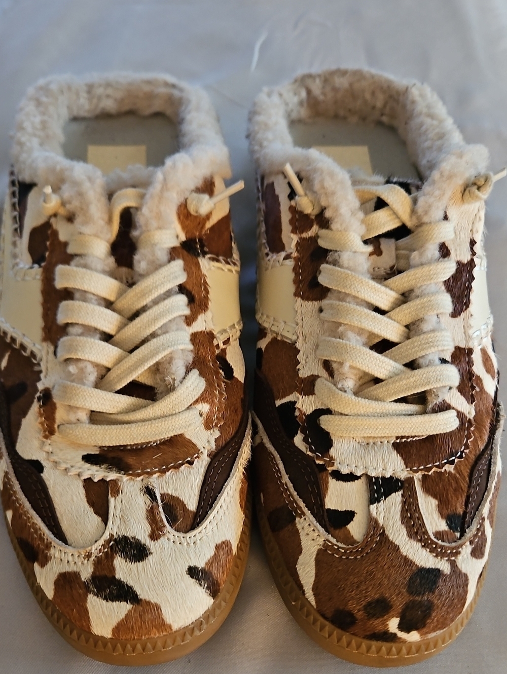 Women's Brown Leopard Print Fur-Lined Sneakers
